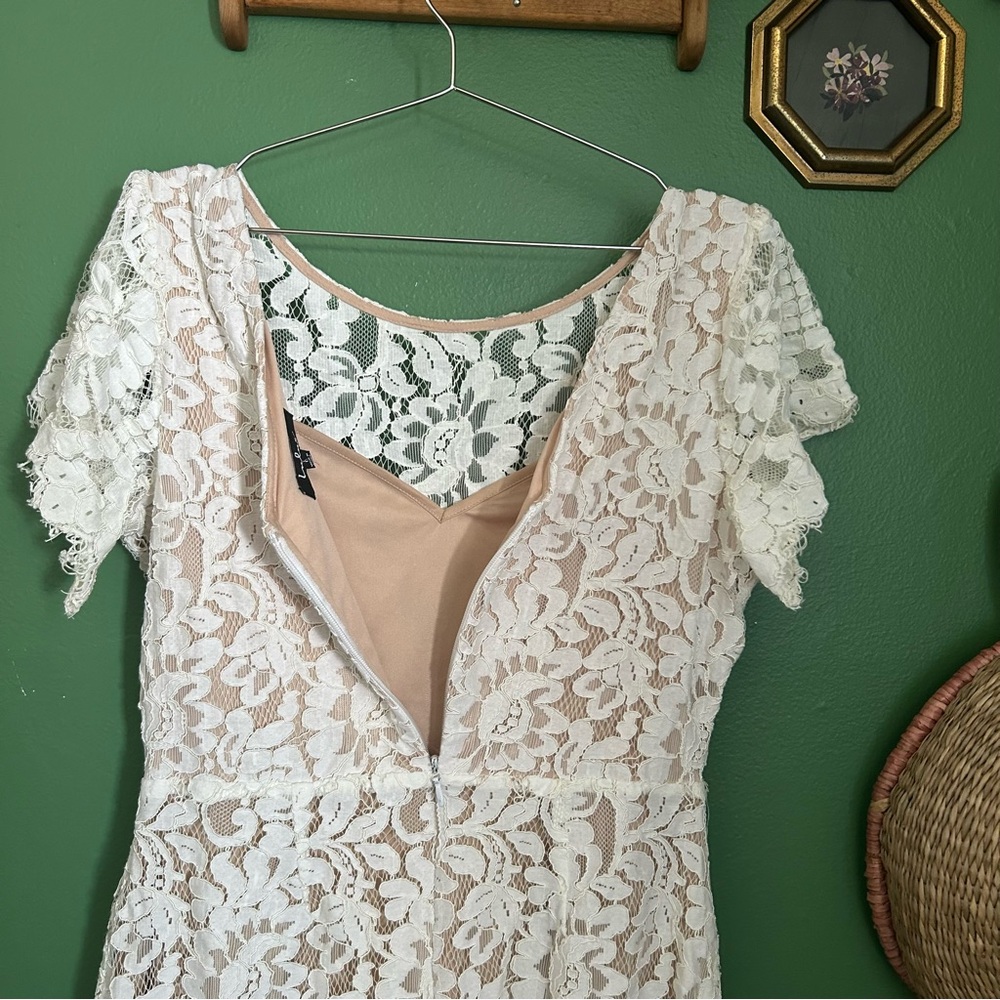 Lulus Pearson White Lace Short Sleeve Dress - Picture 10 of 12